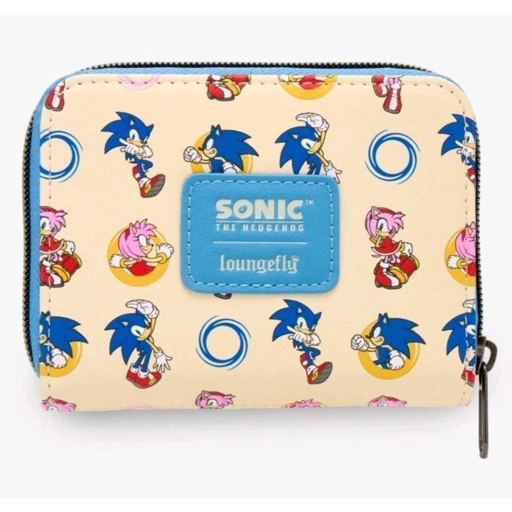NWT Loungefly Sonic The Hedgehog‎ Amy Rose & Sonic AOP Mini Zipper Wallet - Picture 2 of 4
